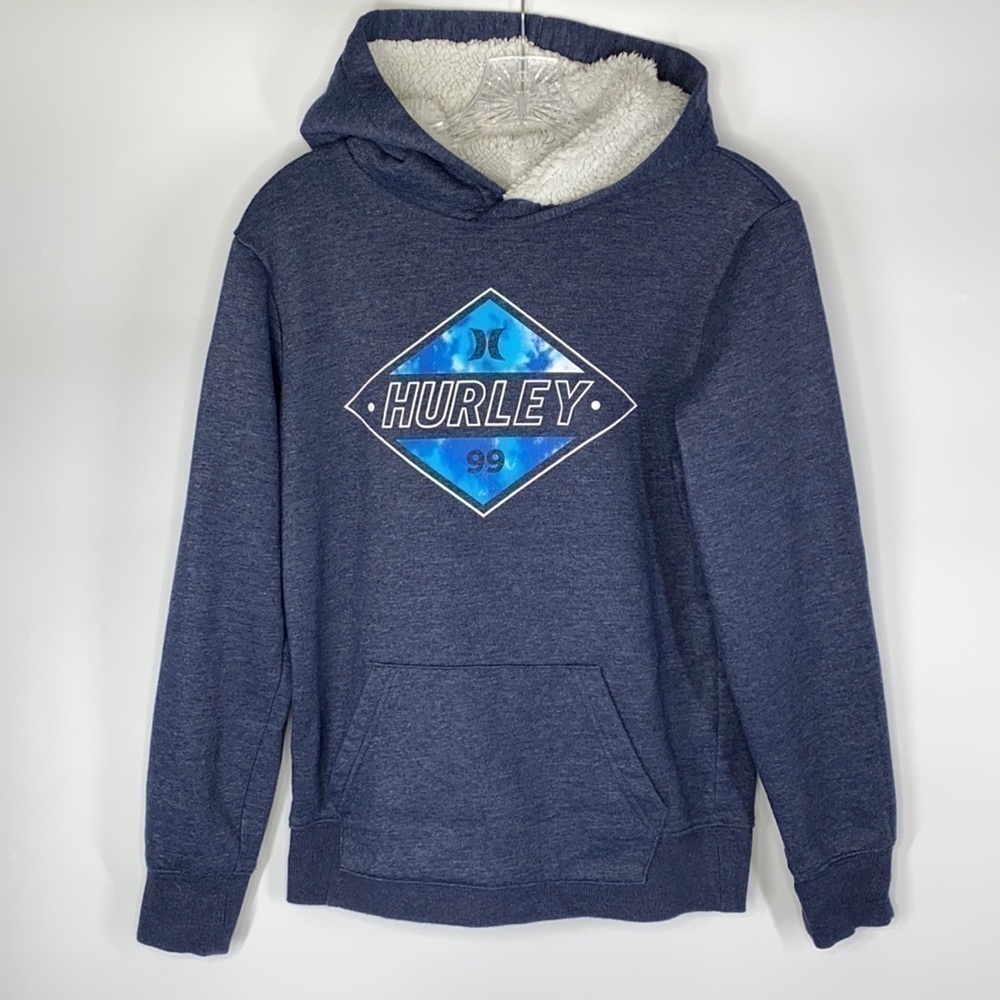 Hurley Diamond Logo Sherpa Hoodie Size Large